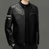 Leather leather jacket middle-aged fashion casual leather jacket autumn and winter new stand-up collar trend locomotive clothing cowhide jacket
