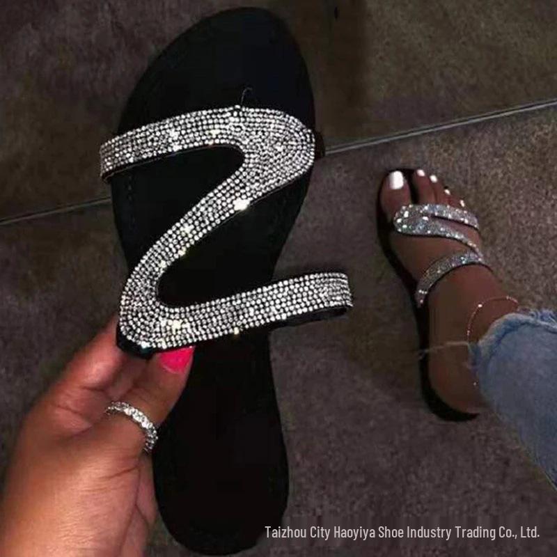 Women's Rhinestone One-Strap Flats