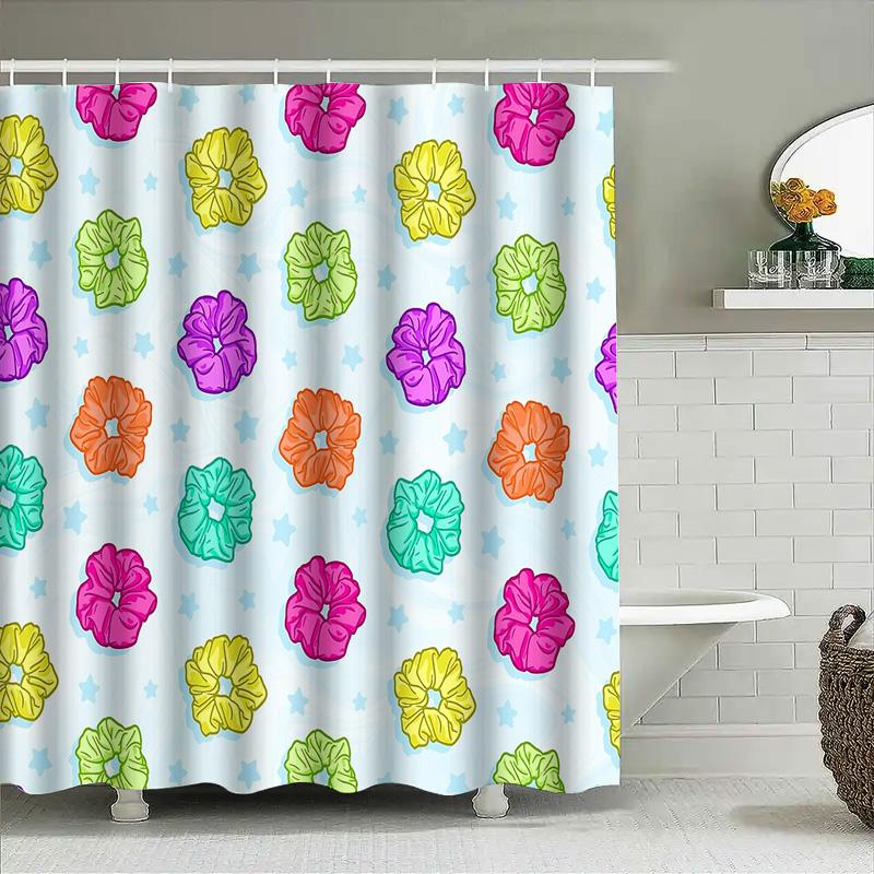 Floral Shower Curtain Tropical Flowers Waterproof Bathroom Decor Vintage Patterned Fabric Liner for Home