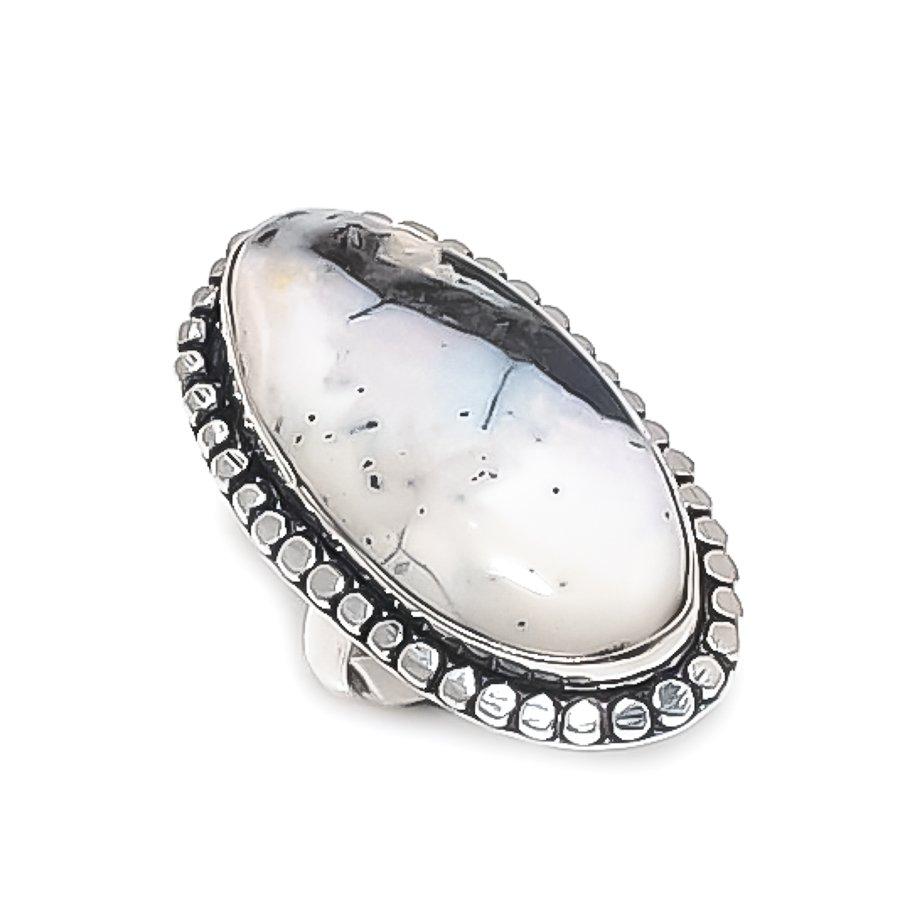 

Натуральный Дендритовый Опал Драгоценный Камень 925 Стерлинговое Серебро Ювелирное Кольцо Размер 5 C8A81