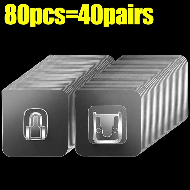 Double Sided Self Adhesive Hooks Buckle Transparent Traceless Wall Hook Suction Cup Plug Storage Holder for Kitchen Bathroom