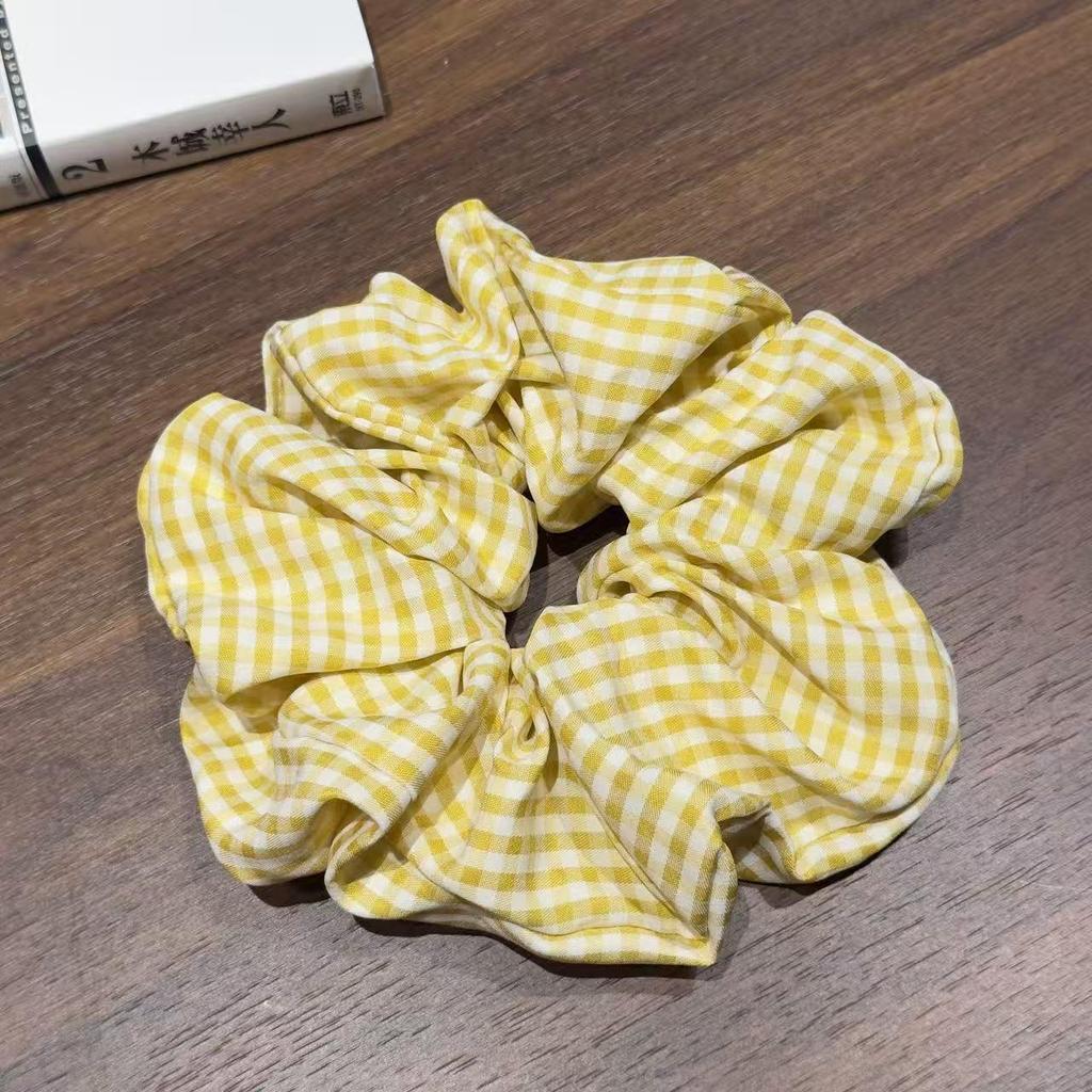 Classic Plaid Versatile Hair Tie & Headband with Flower Design