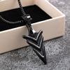 Vintage Stainless Steel Double Sided Arrow 3D Polished Pendant Necklace Unisex