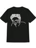 Casual Crew Neck T-shirt with Artistic Black & White Portrait Print – Soft Polyester Fabric