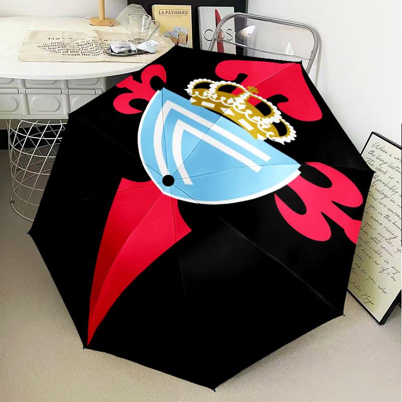 Celta Vigo Crest Design Umbrella Folding Umbrella, Automatic Umbrella 8-Frame for Travel, Camping Use Gift for Halloween Christmas
