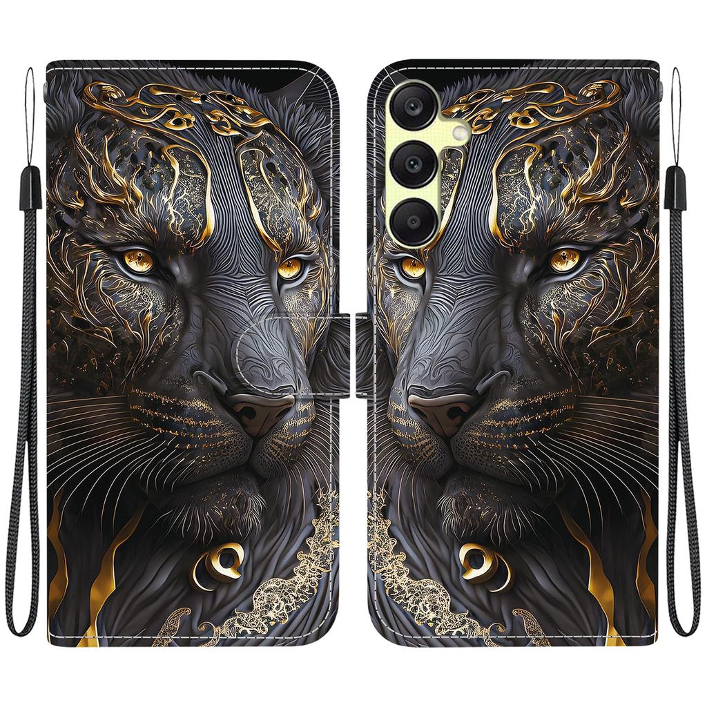Handmade PU Leather Flip Case for Samsung Galaxy A25 (SM-A256E/A256B)- Anti-Slip Shockproof Cover with Wrist Strap & Heart/Rose Cat Designs