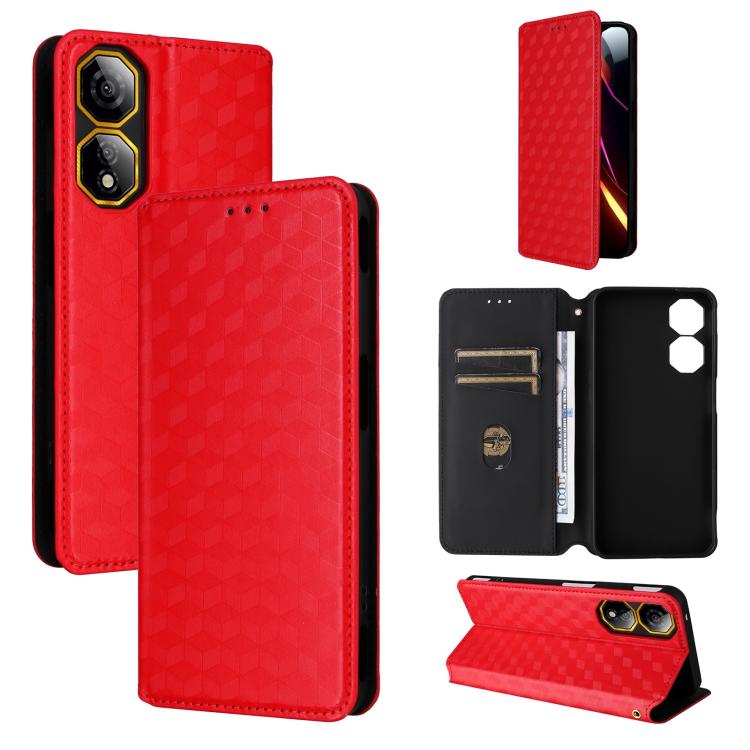 Cubic Grid Texture Flip Leather Phone Case