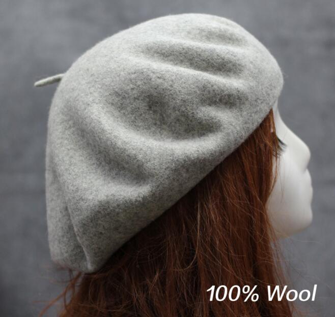 Echte Woll-Baskenmütze Frühling Winter Damen Dame Maler Warmes Gehhut Französischer Künstlerhut Baskenmütze Dame Mädchen Geschenk