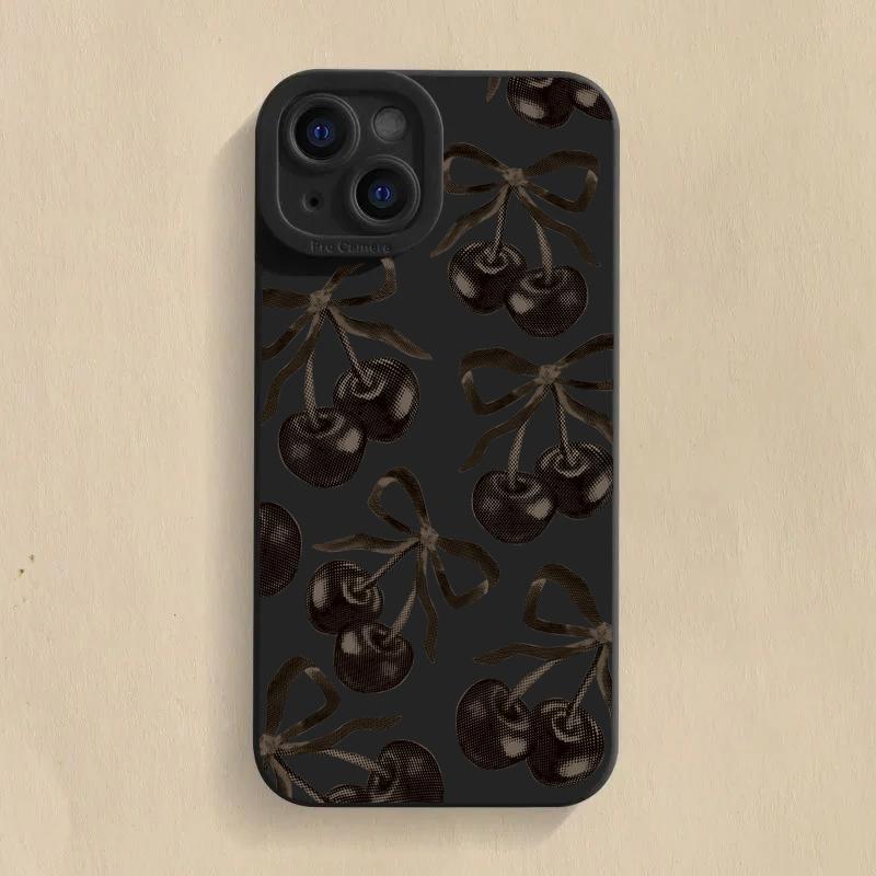 

Cute Bow Cherry Silicone Phone Case For iPhone 17 16 15 14 13 12 11 Pro Max 17 Air 16E XS X XR 7 8 Plus Shockproof Soft Cover iPhone 14 Pro