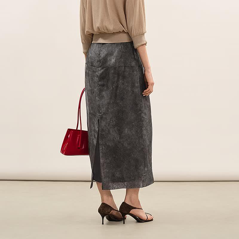 Less 2026 Spring Mulberry Silk Straight Long Skirt