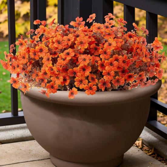 Fall Artificial Violet Flower UV Resistant Fake Silk Flower Home Halloween Harvest Festival Table Centerpiece Indoor Outdoor Faux Bloom Decoration