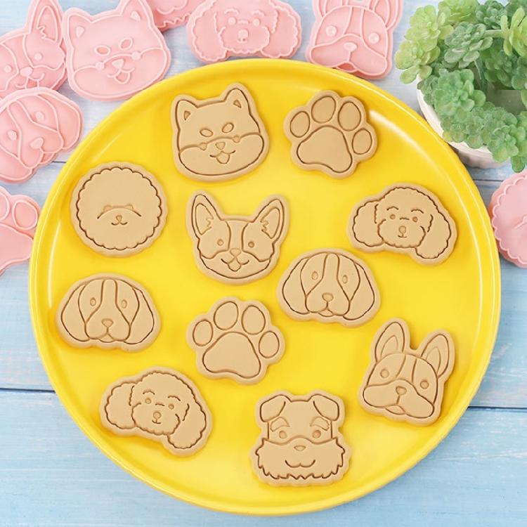 8Pcs Dogs Head Cookie Cutters Cartoon Pressable Biscuits Mold Party Supplies