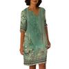 Dresses For Womens Vintage Print Tunic Waisted Midi Dress Summer Casual  Half Sleeve Dress