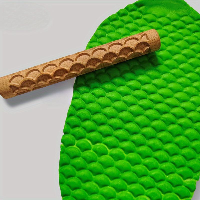 1PC Solid Wood Clay Clay Tools - Wooden Rolling Pin, Clay Press Stick, Printing Stick, Large Area Embossing Mold