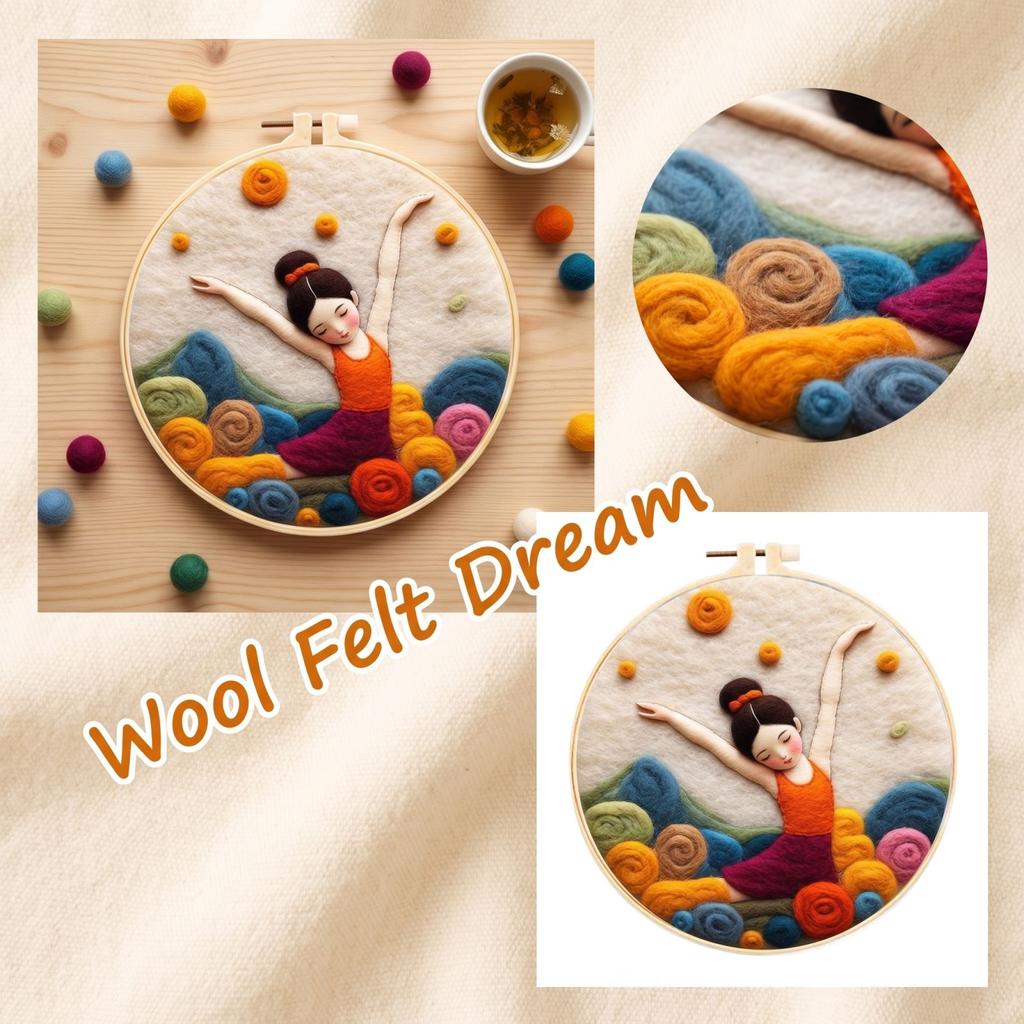 Needle Felting Kit with Embroidery, DIY Wool Painting Set for Home Decor