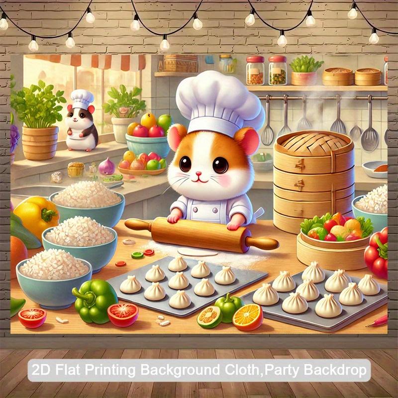 1 piece of 2D plane, the delicious food of the mouse chef, polyester fiber photography 2D background cloth