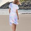 Women's Summer Casual Fashion Flower Print Dress V Neck Short Sleeve Short Skirt