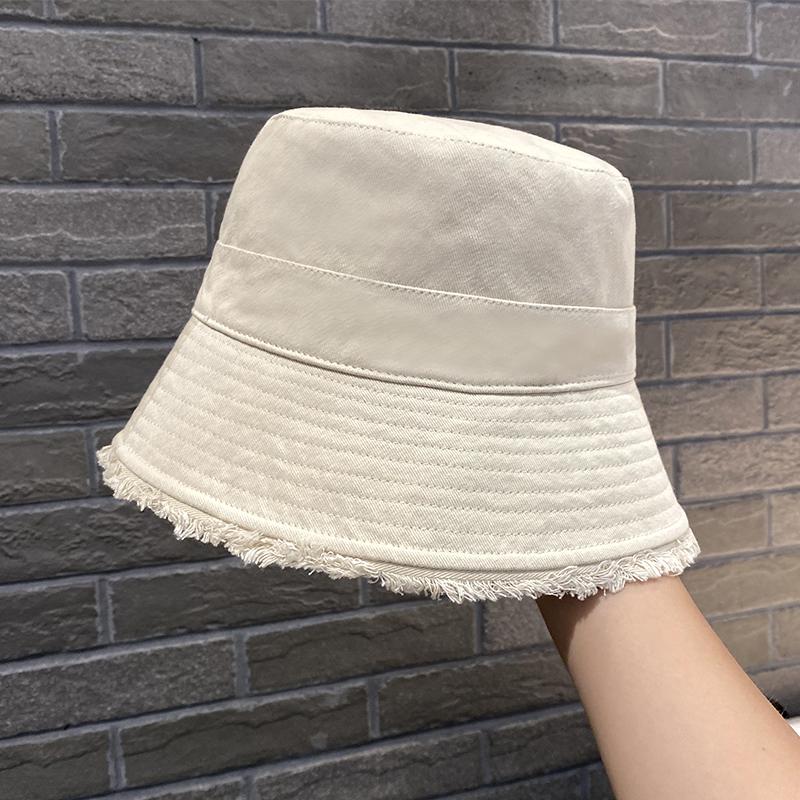 Rough edge bucket hat women's summer sunshade sunscreen sun hat face cover trendy hat women's bucket hat