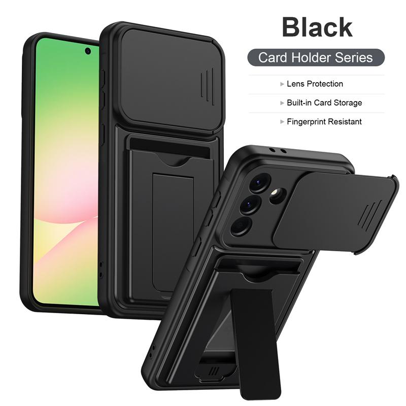 Lens Protection Kickstand Case For Samsung Galaxy A57 A37 A27 A17 5G A56 A36 A26 Protective Cover Card Slot Wallet Capa Fundas
