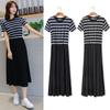Premium Quality Women Summer Dress Casual Stripe Tank Short Sleeve Long Dress For Versatile Summer Style
