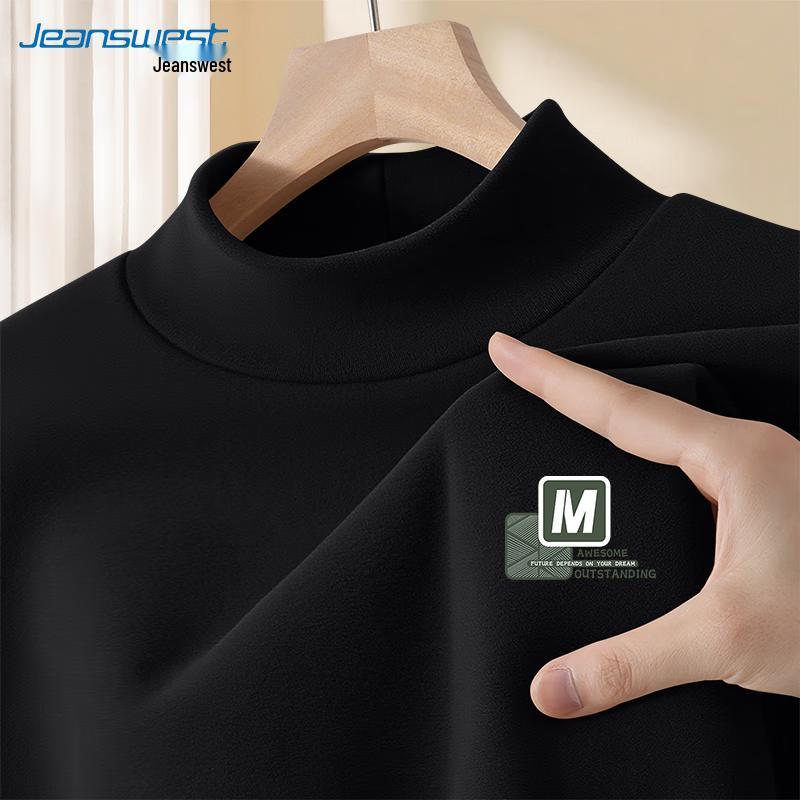 Jeanswest Men's Thermal Double-Sided Fleece High-Neck Long-Sleeve T-Shirt