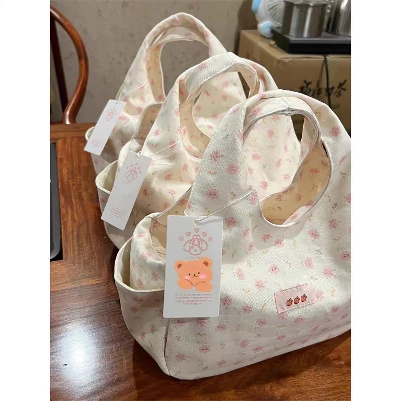 Cute canvas bag women's new large-capacity girl handbag printed handbag casual versatile tote bag
