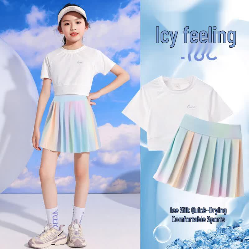 

Moonkids Girls Ice Silk Quick-Dry Skirt Sportswear Set 120cm
