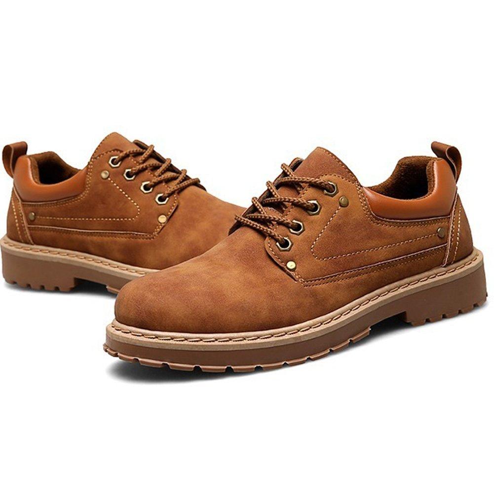 KIXSTAR Casual Work Size Men's Boots, Low-Cut, Non-Slip, Lace-Up, Brown, 26.5cm