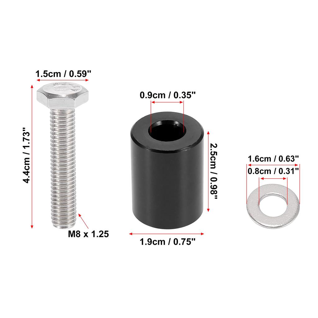 X AUTOHAUX Car Turbo Engine Motor Hood Vent Spacer Riser Hood Vent Spacer Riser Kit Aluminum Alloy 8mm Black