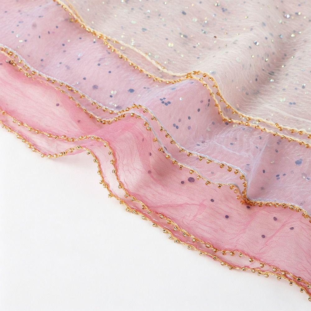 Thin Hotfix Rhinestone Square Scarf Sparkle Glitter Veil Turban Mesh Bandana Women Fashion
