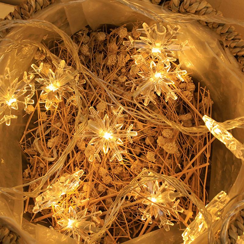 2M LED Snowflake Fairy String Light Battery Powered Garlands Lights For Birthday Wedding Party Christmas New Year's Decoration