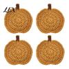 Crochet Pumpkin Cushion Handmade Coasters, Soft Polyester Coffee Mats, Heat Resistant Drink Mats Autumn Themed Farmhouse Dining Accessories