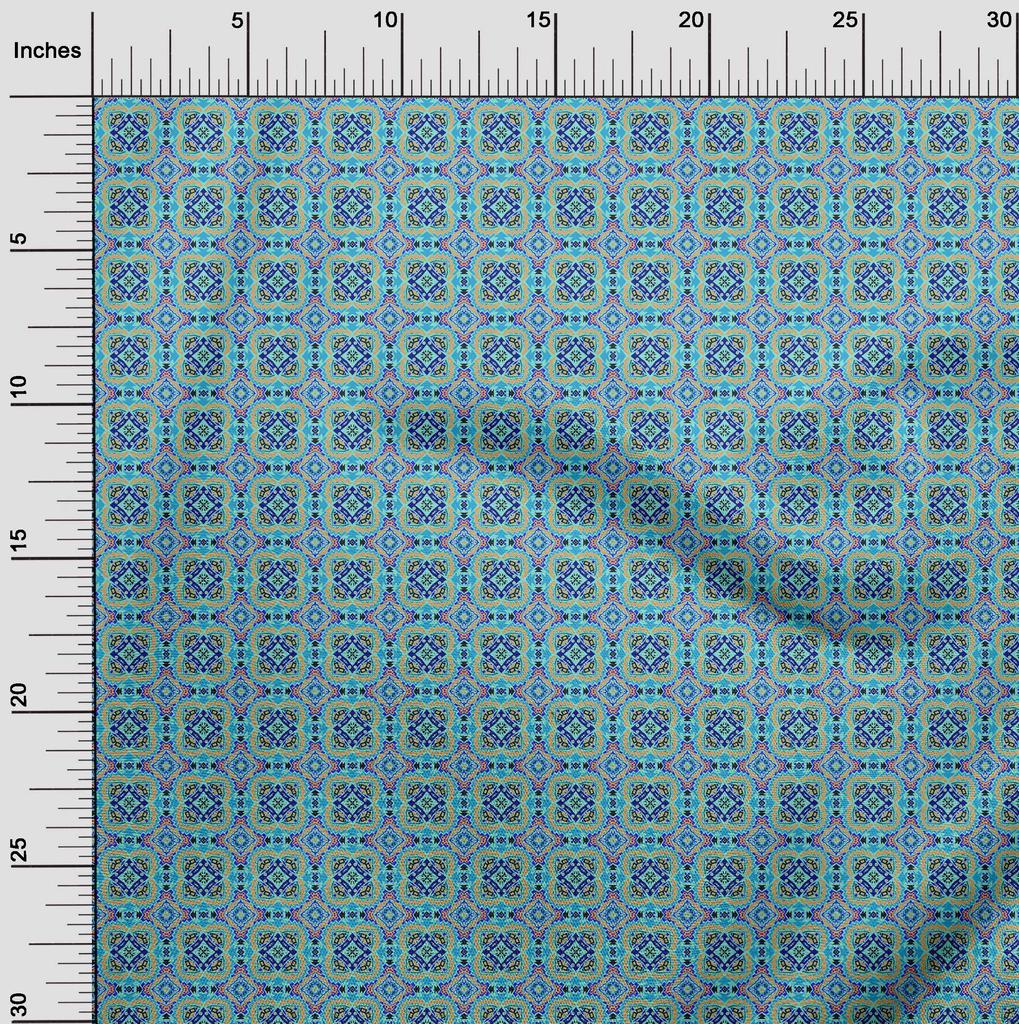 oneOone Georgette Viscose Aqua Blue Fabric Tribal Sewing Craft Projects Fabric Prints By Yard 42 Inch