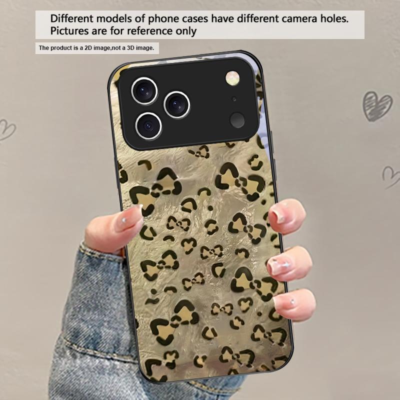 Abstract leopard print For iPhone 17 Air 16 E 15 Plus 14 Pro Max 13 12 mini 11 5 6 7 8 Plus XR XS Max SE Black Glass Phone Case