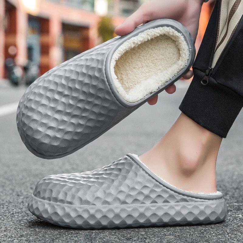 Men Warm Winter Cotton Shoes Women Warm Fur Home Slippers EVA Non-Slip Plush Slippers Indoor Couple Thick Sole Footwear Slides