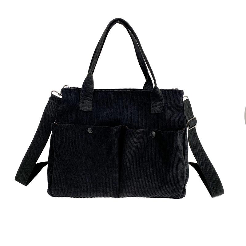 

New large-capacity canvas bag women s trendy simple strip velvet shoulder messenger bag fashionable portable tote bag