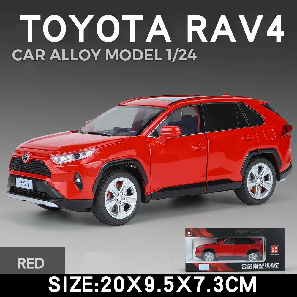 1/24 Scale Toyota RAV4 Off-Road SUV Model Car Metal Diecast Vehicle Simulation Collection Sound & Light Toy for Kids Boys Gift