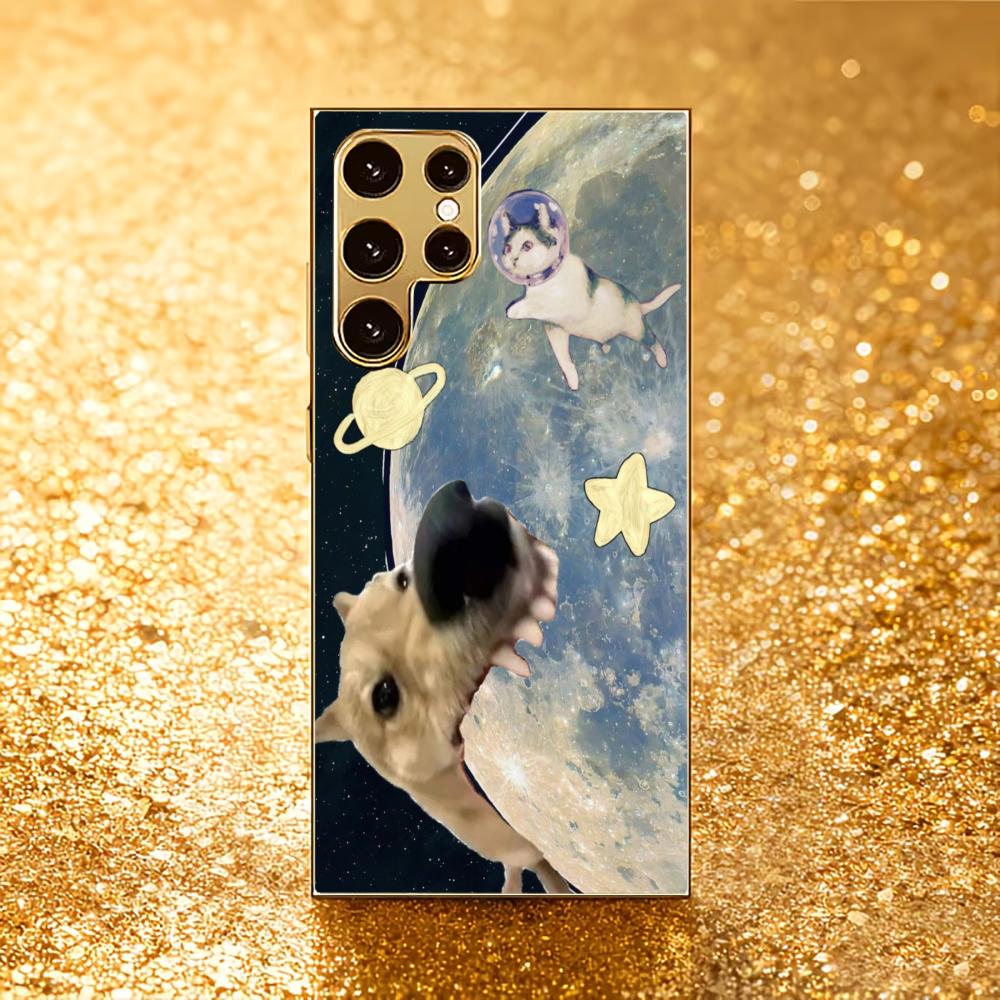 

Doggy Atmosphere Simplicity High-end Electroplating Glass PhoneCase for Samsung Galaxy S26 S25 S24 S23 S22 S21 FE,Ultra,Plus GalaxyS25