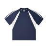 Camiseta Deportiva Casual Unisex con Bloques de Color y Hombro Caído, Cuello Redondo - Ideal para Uniformes de Equipo