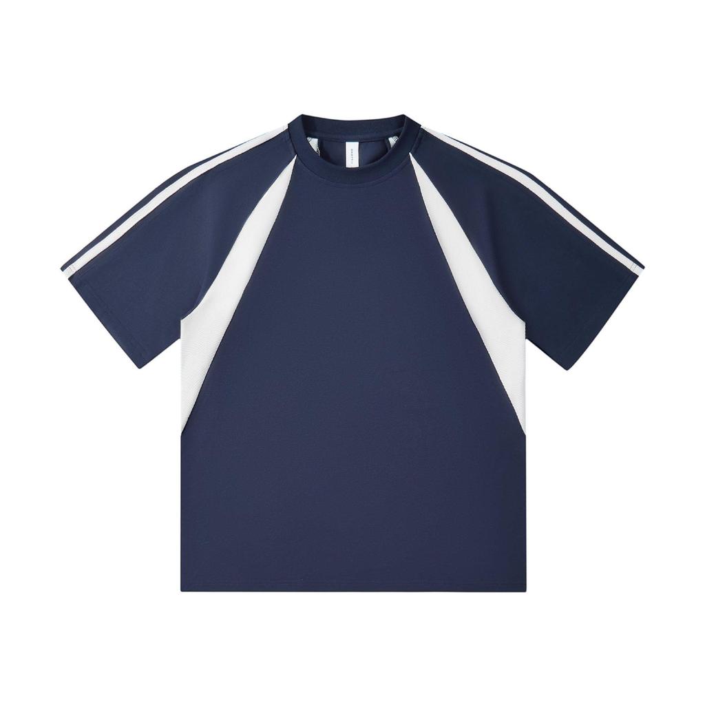Camiseta Deportiva Casual Unisex con Bloques de Color y Hombro Caído, Cuello Redondo - Ideal para Uniformes de Equipo