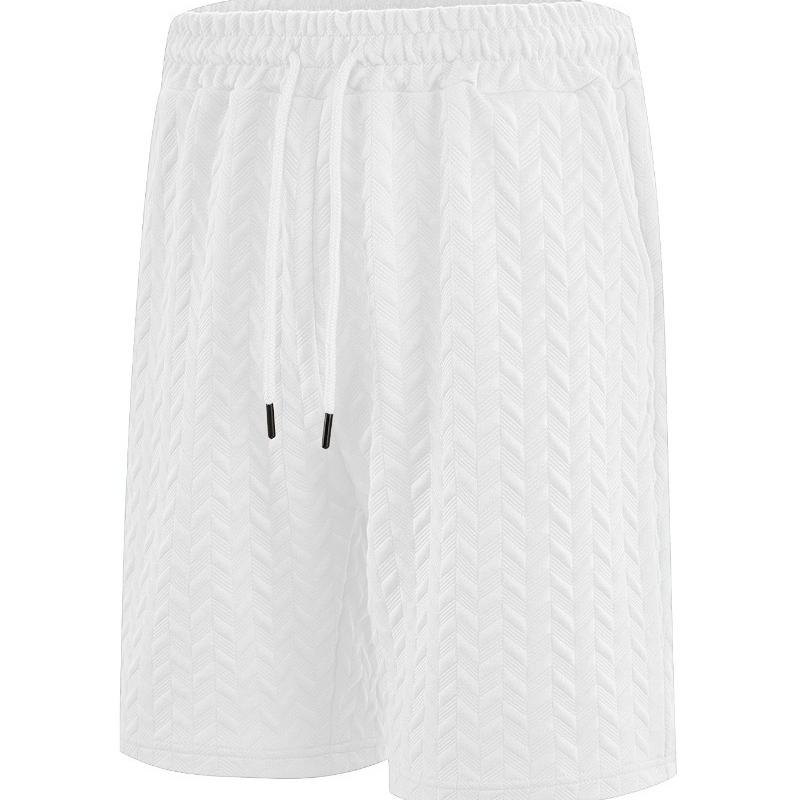 Loosepure Color Jacquard Cloth Tie Men's Casualshorts Beach Shorts