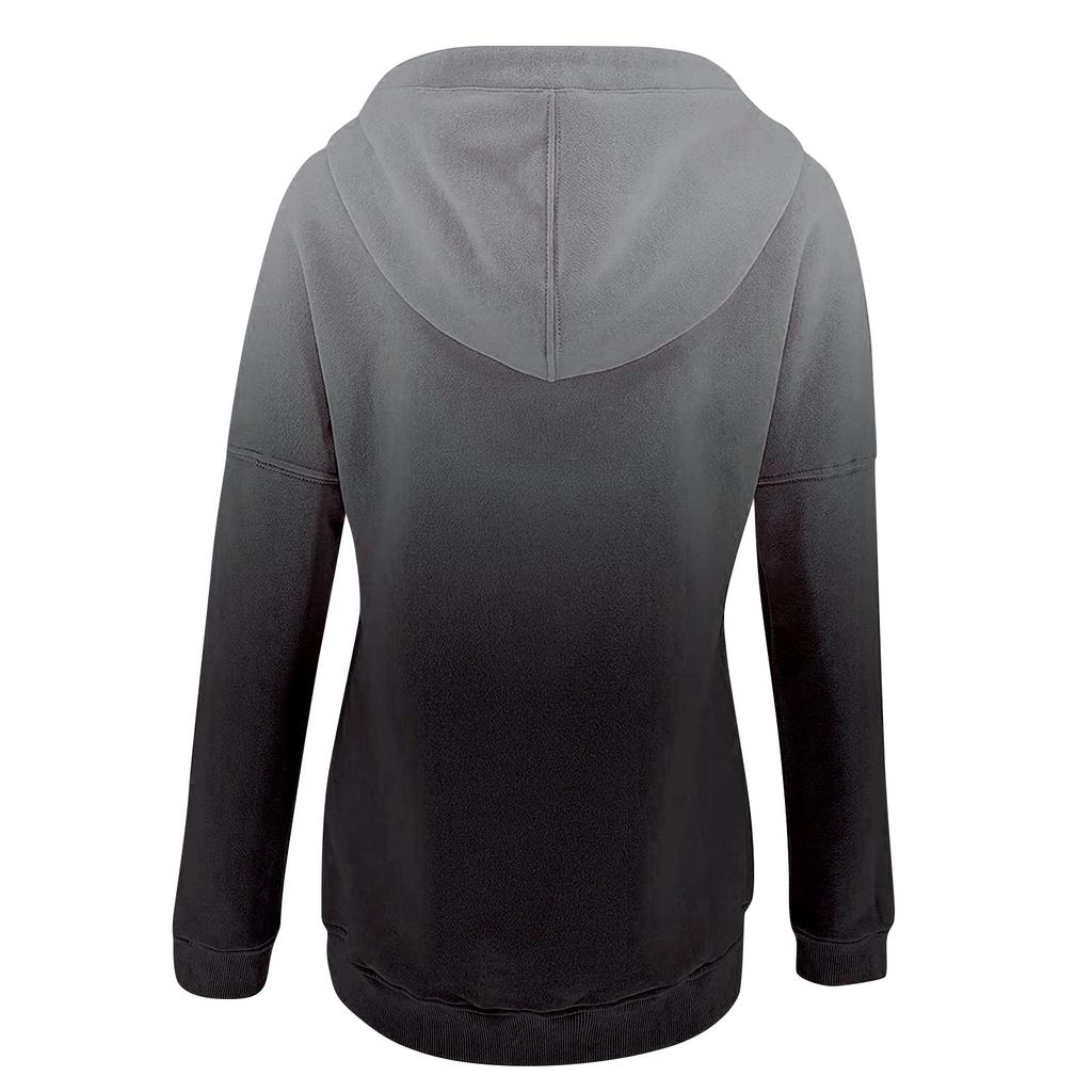 Women's Casual Fashion Gradual Change Print Long Sleeve Pullover Hooded Top Sweatshirts