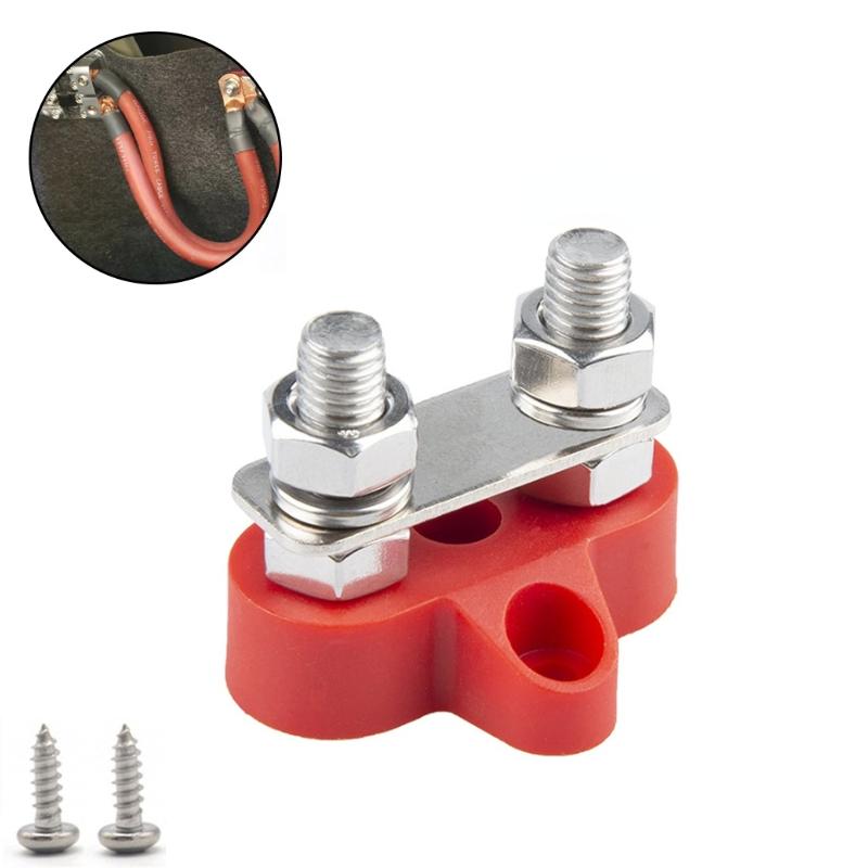 Daul Terminal Block Stud Double M8 DC 48V Bus Bar Power Positive Negative Fixed Wiring Bolts for Truck RV Boat
