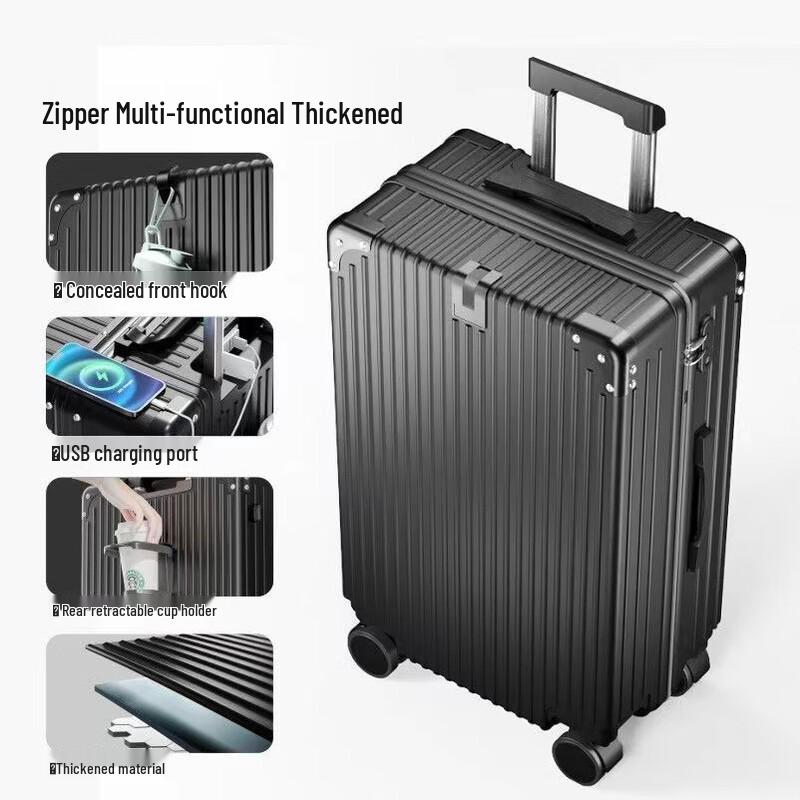 OEING 016 Multifunctional Zipper Suitcase 24 inch