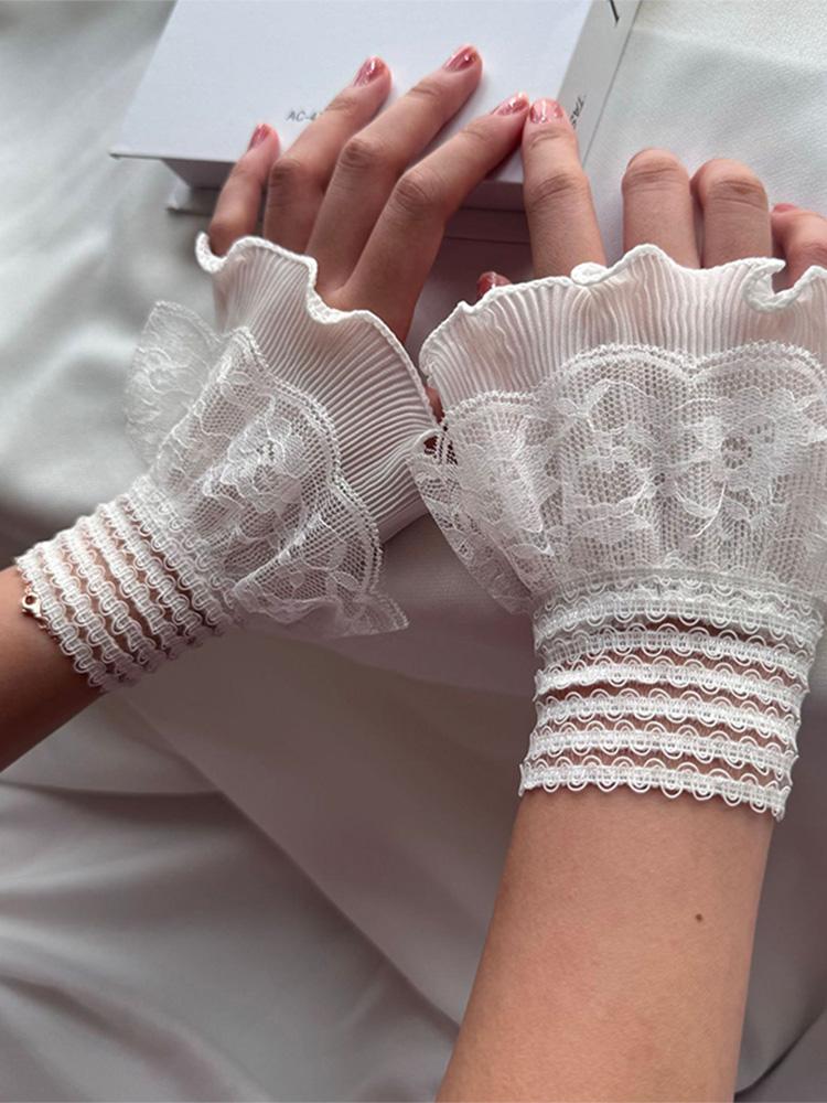 Lace Detachable Sleeved Horn Cuffs Embroidery Accessories Simple Wrist Cuffs Wristband Elegant Shirt False Cuffs for Sweater