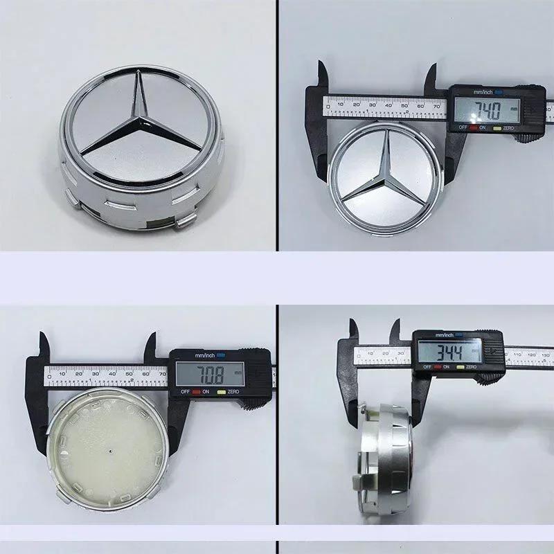 C200 E200 Novo 2025 Para Mercedes Benz 4 peças/conjunto Tampa de cubo de roda de 75 mm Tampa de cubo alta Para Mercedes Benz A45 CLA45 C63 GLA45 Edição 1 Alta