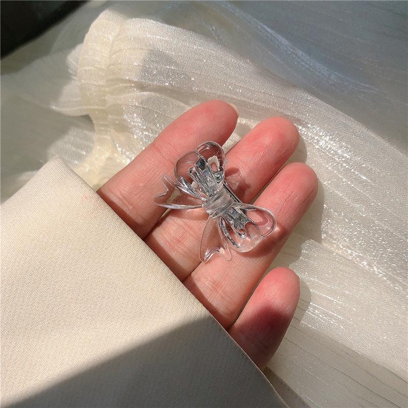 Cute Shining Blue Acrylic Hair Clips for Women Elegant Design Bow Barrettes Stick Hairpin Hair Accessories