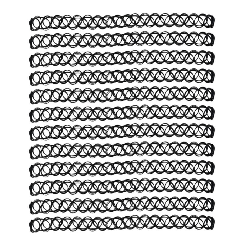 12 Pieces Vintage Hippy Stretch Tattoo Choker Necklaces Elastic Chocker Necklace Plastic Fishing Line Tattoo Necklaces