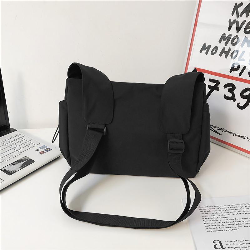 Waterproof Nyl Crossbody Bags Unisex Black Large Capacity Shoulder Bags Korea Style Solid Satchels Big Cloth Messenger Bags
