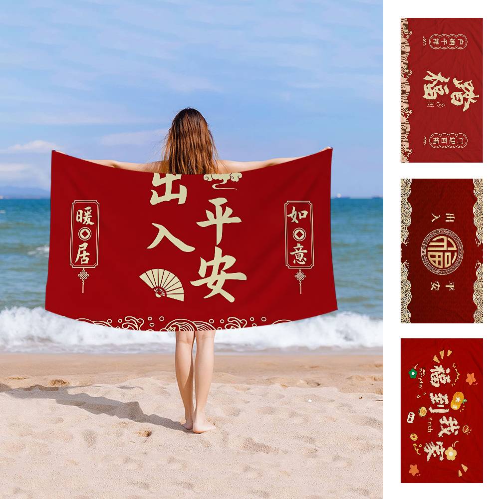 China Red Anime Beach Swimming Towel Soft Absorbent Washcloth Children's Gifts for Kids Travel Camping Gym